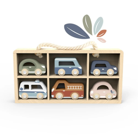 vehicule - Set de 6 masinute din lemn, Speedy Monkey