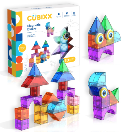 Montessori - Set magnetic de construit Cubixx, 22 piese