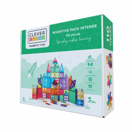 Jocuri - Set magnetic de construit Inventiv 110 piese, Cleverclixx