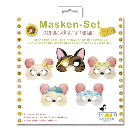 accesorii - Set masti petrecere Pisica si soarecii, Fridolin