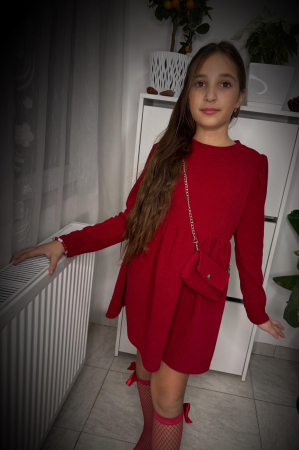 Rochii si Fuste - ROCHIE ROSIE CU GENTUTA