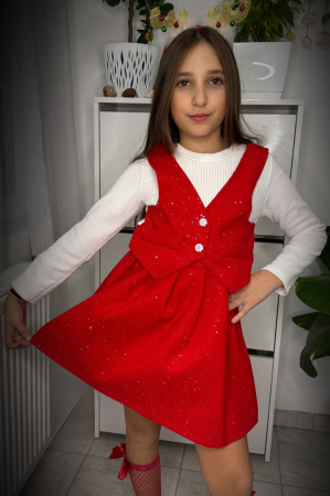 Rochii si Fuste - ROCHITA ALB/ROSU