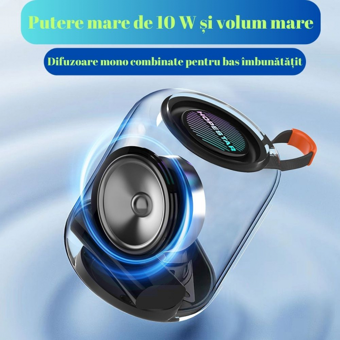 Boxă Bluetooth 10W RGB, IPX5, Bass Profund | Reducere 50% | Moonsky [6]
