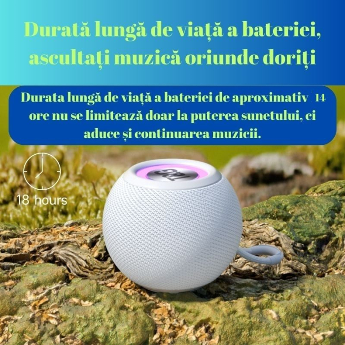 Boxă Bluetooth Portabilă 5W, IPX5, 14h Autonomie | Reducere 50% [2]