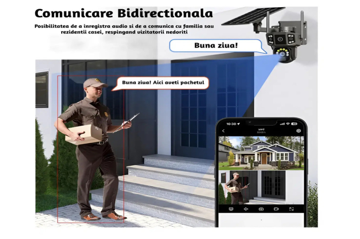 Camera de supraveghere 4G cu panou solar, 3 lentile, zoom 10X, detectie umana PIR + card 64 Gb inclus [4]