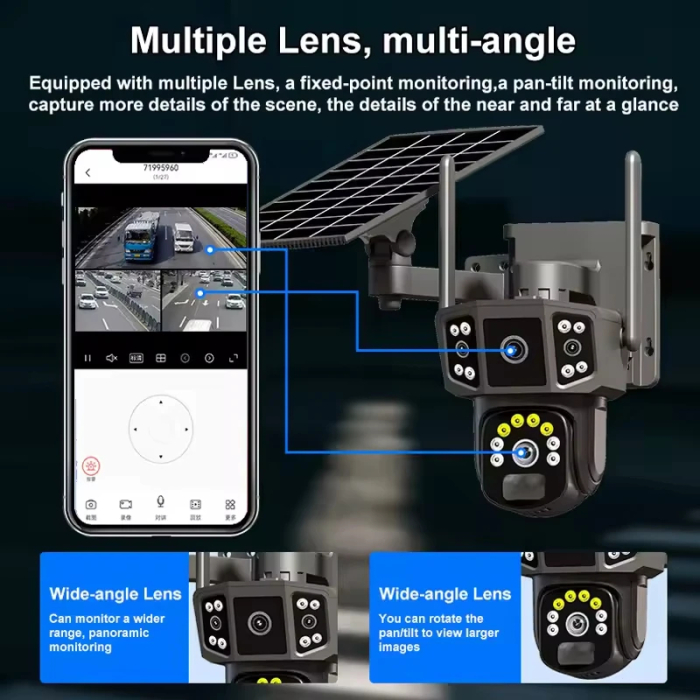 Camera de supraveghere 4G cu panou solar, 3 lentile, zoom 10X, detectie umana PIR + card 64 Gb inclus [7]