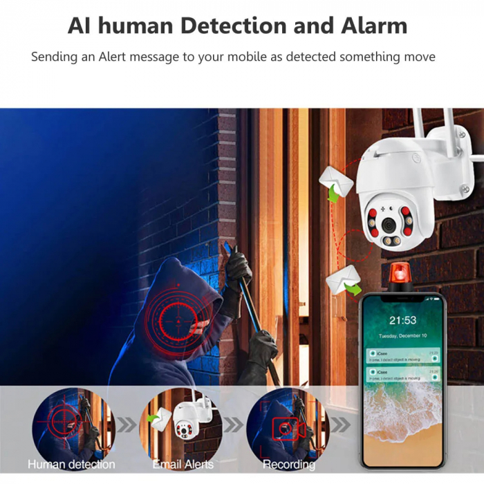 Camera Supraveghere WiFi 5MP cu Vedere Nocturnă & Detecție AI | Moonsky.ro [4]