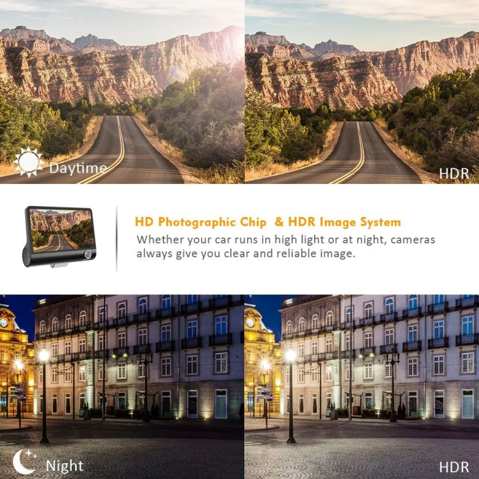 Camera Auto Triple cu Display 4" | Monitorizare Completa Față, Spate și Interior [7]