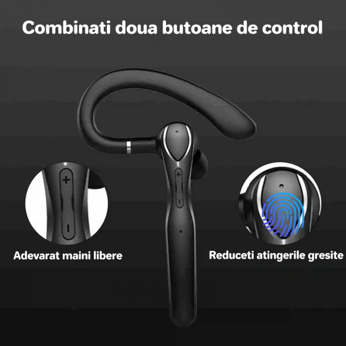 Cască Wireless Bluetooth 5.3 Hands-Free | 80H Autonomie | Reducere Zgomot ENC | Încărcare Rapidă | Ideală Gaming/Apeluri [8]