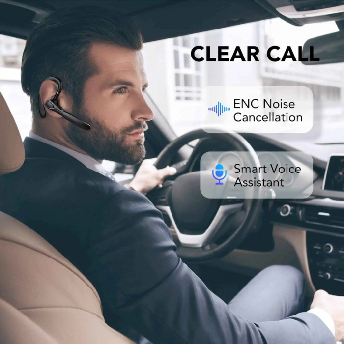 Cască Wireless Bluetooth 5.3 Hands-Free | 80H Autonomie | Reducere Zgomot ENC | Încărcare Rapidă | Ideală Gaming/Apeluri [2]