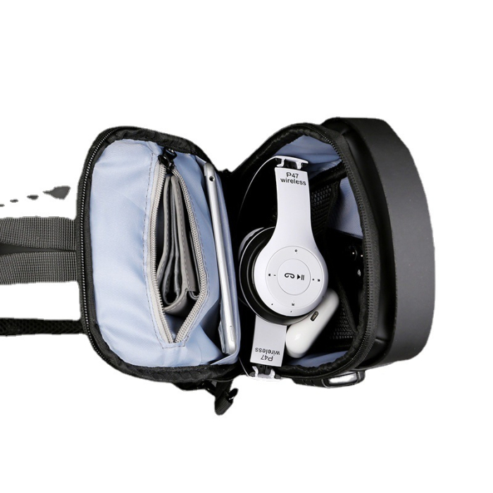 Geantă Casual Sport Antifurt cu Cifru și Port USB – Gri & Maro [5]