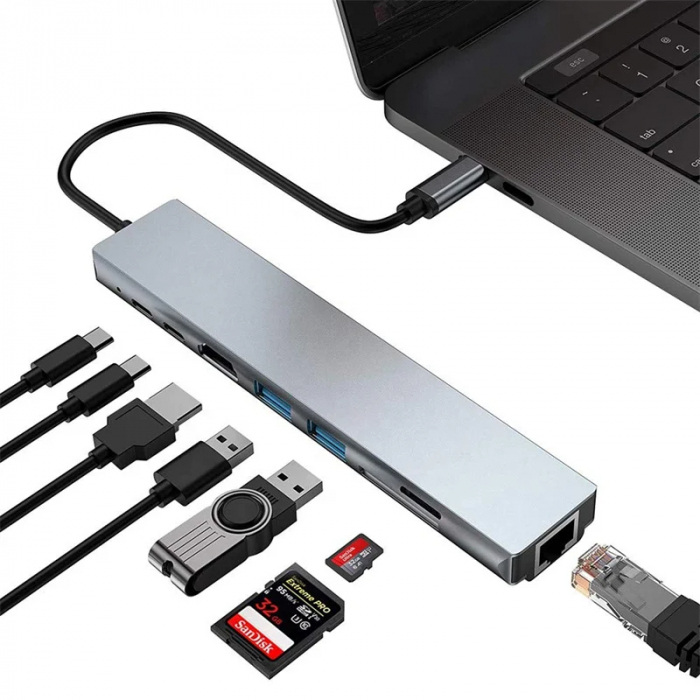 HUB USB-C 8-ÎN-1 PREMIUM - Stație de Lucru Completa într-un Singur Dispozitiv [6]