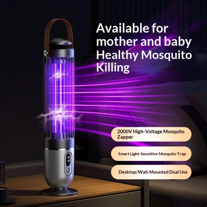Lampă Anti-Insecte 2-în-1 – Tehnologie UV, Șoc Electric 2000V, Senzor Amurg [5]