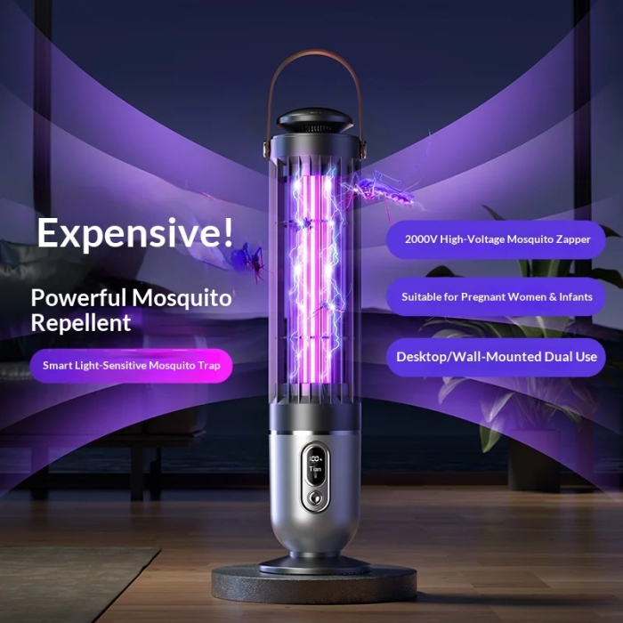 Lampă Anti-Insecte 2-în-1 – Tehnologie UV, Șoc Electric 2000V, Senzor Amurg [2]