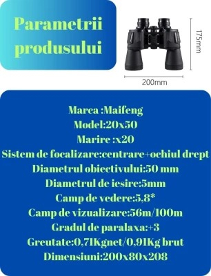 Binoclu Profesional HD 20x50 mm - Performanță Superioară pentru Aventuri Extreme [13]