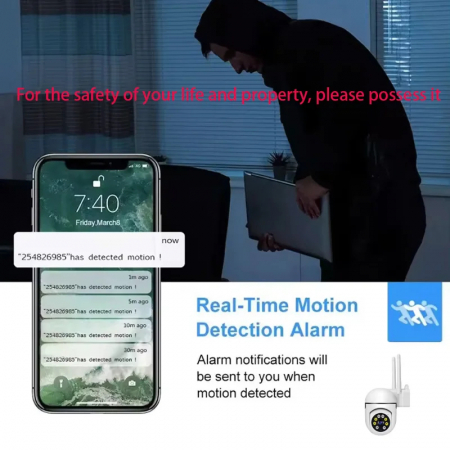 Camera Supraveghere WiFi 3MP cu Vedere 360° | Alarmă Integrată | Stocare 64GB [2]