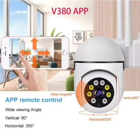Camera Supraveghere WiFi 3MP cu Vedere 360° | Alarmă Integrată | Stocare 64GB [1]