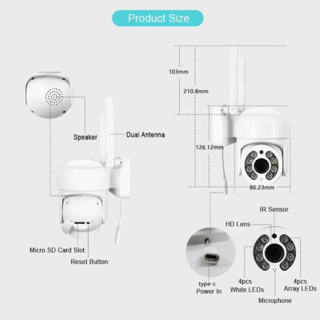 Cameră Securitate WiFi 4K 360° – Supraveghere Inteligentă cu Auto Tracking și Vedere Nocturnă [5]