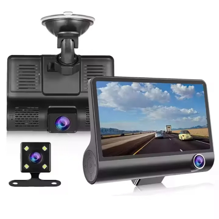 Camera Auto Triple cu Display 4" | Monitorizare Completa Față, Spate și Interior [1]