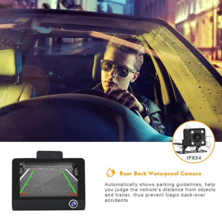 Camera Auto Triple cu Display 4" | Monitorizare Completa Față, Spate și Interior [5]