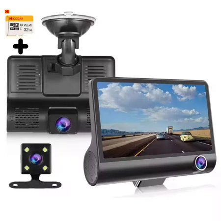 Camera auto - Camera Auto Triple cu Display 4" | Monitorizare Completa Față, Spate și Interior