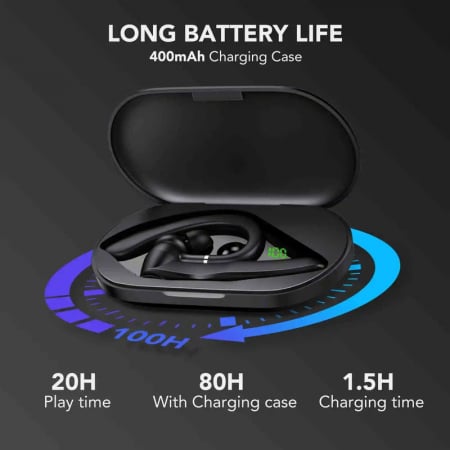 Casti wireless - Cască Wireless Bluetooth 5.3 Hands-Free | 80H Autonomie | Reducere Zgomot ENC | Încărcare Rapidă | Ideală Gaming/Apeluri