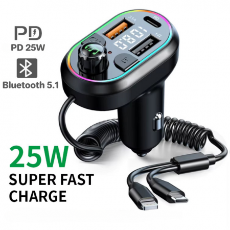 Încărcător Auto 25W PD cu Bluetooth 5.3 & Radio FM | Reducere 50% [1]