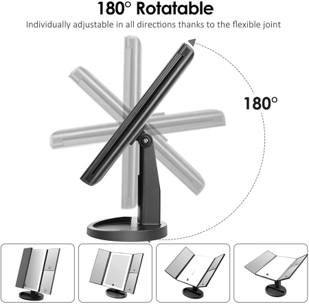 Oglindă Profesională cu LED pentru Machiaj și Îngrijire – 3 Oglinzi Pliabile cu Touch Control [4]