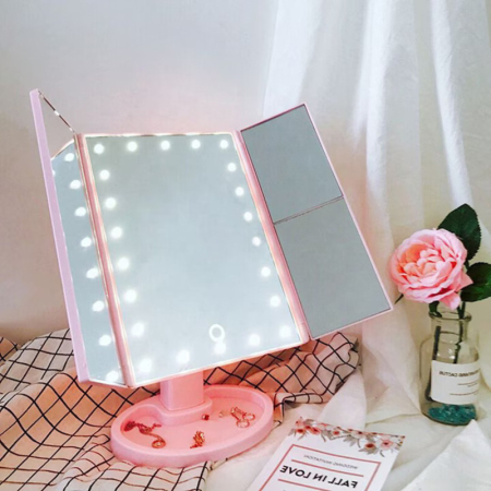 Oglinda led - Oglindă Profesională cu LED pentru Machiaj și Îngrijire – 3 Oglinzi Pliabile cu Touch Control