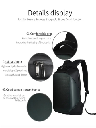 Rucsac Smart cu Ecran LED – Personalizabil, Control Bluetooth, Rezistent IP65 [3]