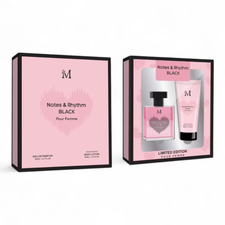 Dama - Set Cadou Notes & Rhythm Black – Parfum 50ml și Lotion Corp 50ml | Ediție Limitată