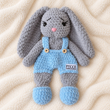 Set cadou Lulu bleu + carte „Lulu descoperă calmul” – iepuraș croșetat manual 35 cm și carte de povești [4]