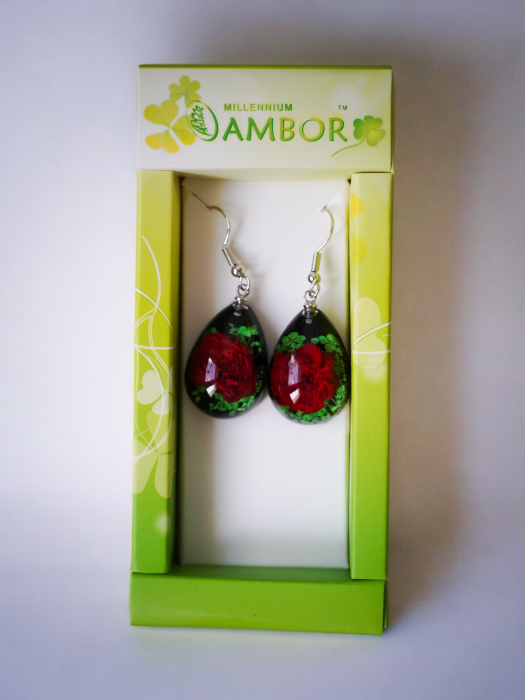 Cercei cu trandafir înrămat în rășină [4]