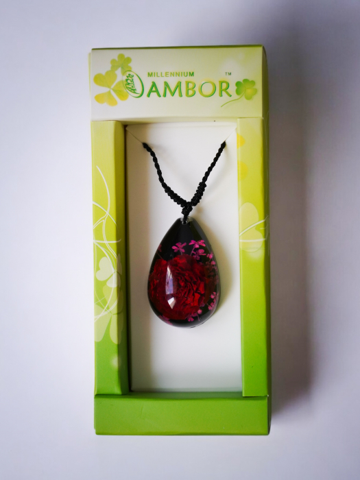 Colier cu trandafir mediu înrămat în rășină [4]