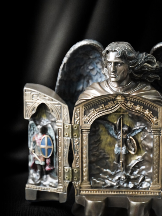 Sfântul Arhanghel Mihail triptic - Statuie premium din bronz și rășină [4]
