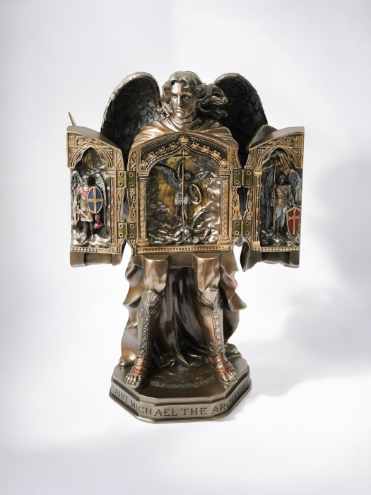 Sfântul Arhanghel Mihail triptic - Statuie premium din bronz și rășină [5]