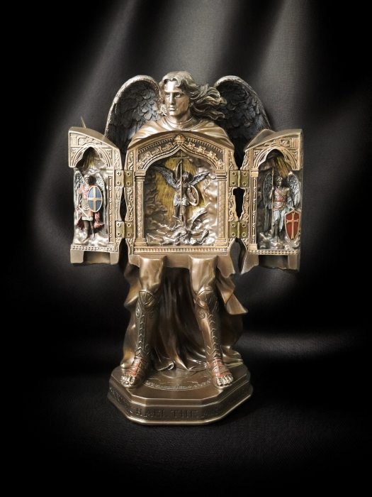Sfântul Arhanghel Mihail triptic - Statuie premium din bronz și rășină [3]