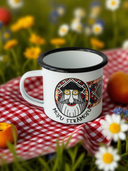 Strămoș arhaic - cană emailată motive tradiționale arhaice [3]