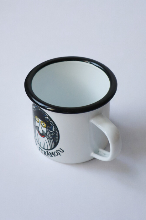 Strămoș albastru - cană emailată motive tradiționale Maramureș [4]