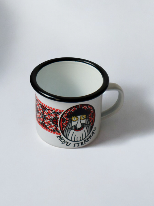 Strămoș roșu - cană emailată motive tradiționale Maramureș [4]