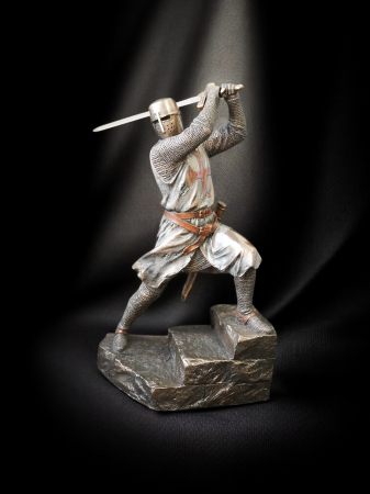 Cavaler templier - Statuie premium din bronz și rășină De colecționat - Cavaler templier - Statuie premium din bronz și rășină