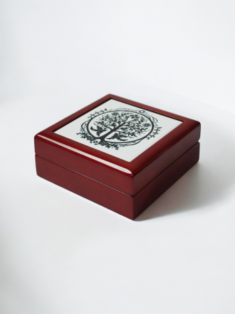 Cutii de bijuterii - Copacul vietii - cutie premium de bijuterii din lemn de cireș lăcuit