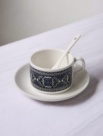 Model tradițional Maramureș albastru - ceașcă de cafea din ceramică [1]