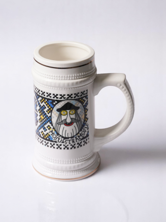 Halbe de bere - Strămoș albastru - halbă de bere cu motiv tradițional din Maramureș