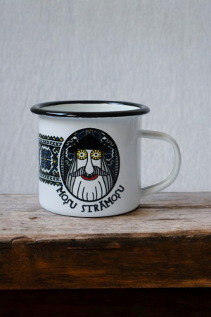 Strămoș albastru - cană emailată motive tradiționale Maramureș [2]