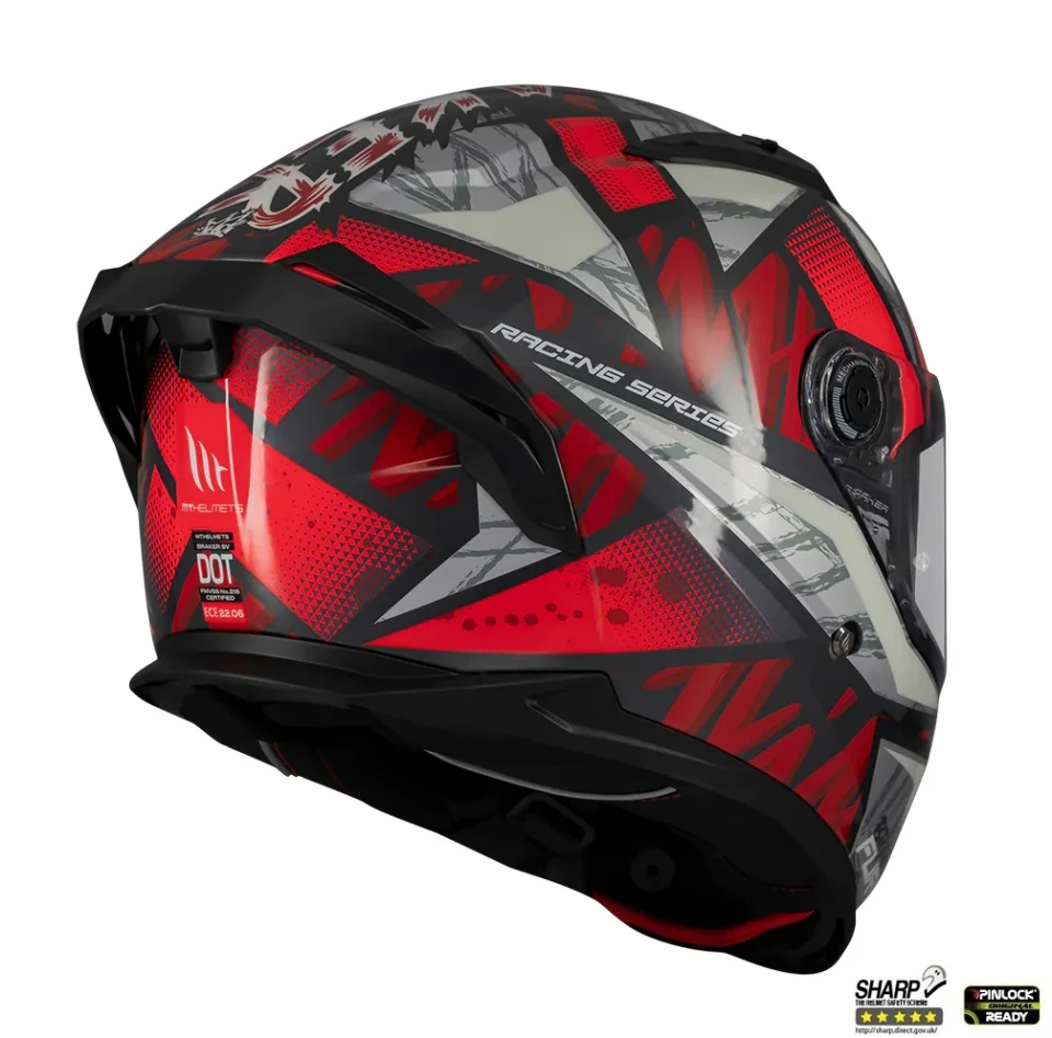 Casca integrala MT Braker SV Fury C5 rosu lucios (ochelari soare integrati) - tip viziera: MT-V-28B - DKS435 - punctaj maxim SHARP Test - 5 stele [4]