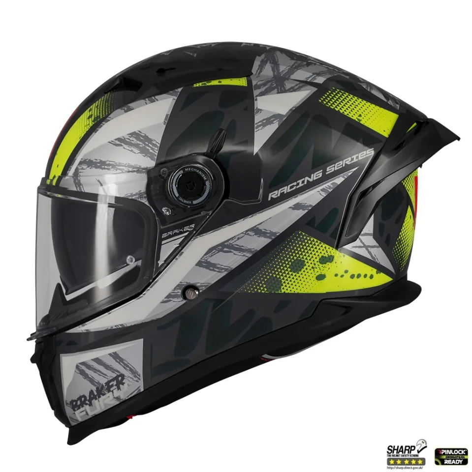 Casca integrala MT Braker SV Fury C6 gri/galben lucios (ochelari soare integrati) - tip viziera: MT-V-28B - DKS435 - punctaj maxim SHARP Test - 5 stele [3]
