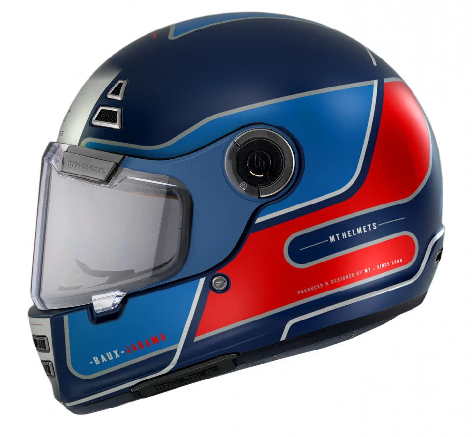 Casca integrala MT Jarama Baux D7 albastru mat - model Retro - Cafe Racer [2]
