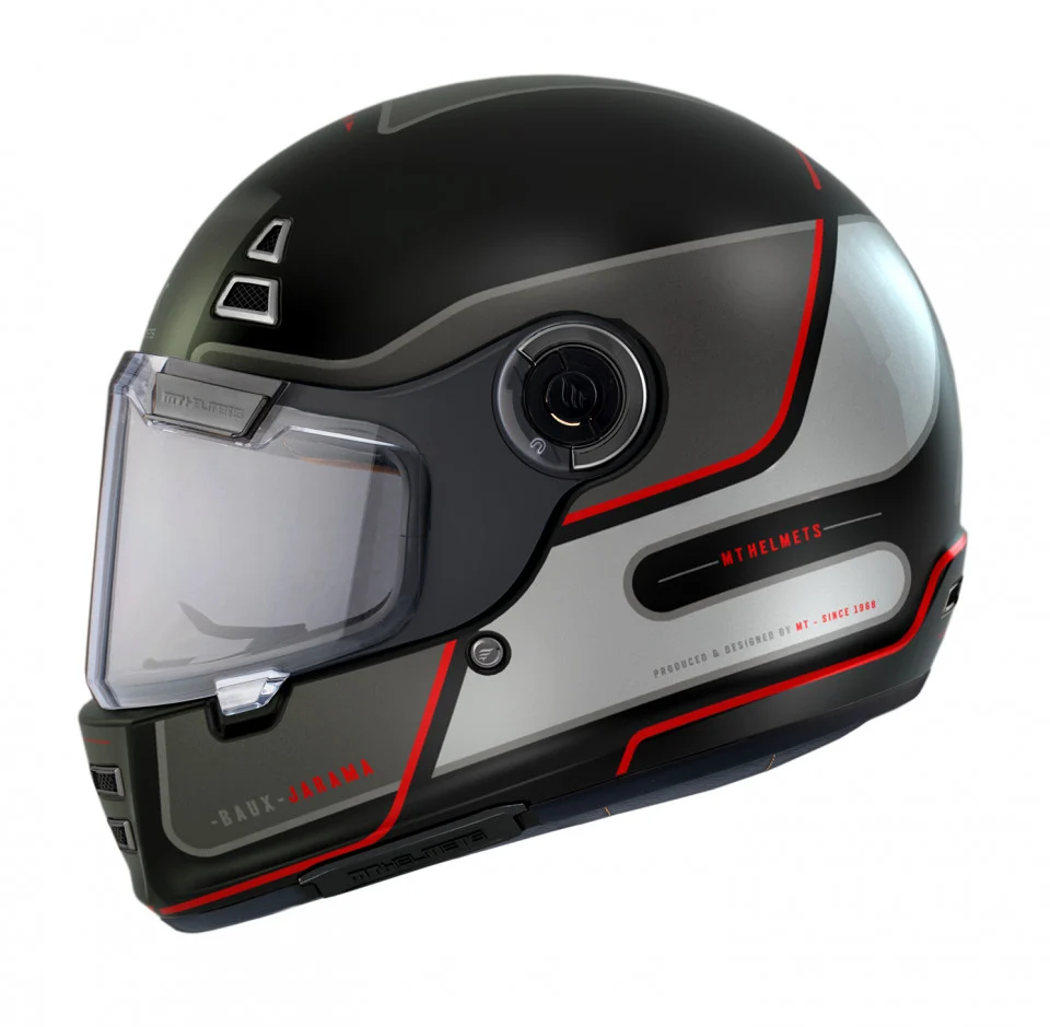Casca integrala MT Jarama Baux E15 rosu fluor mat - model Retro - Cafe Racer [2]