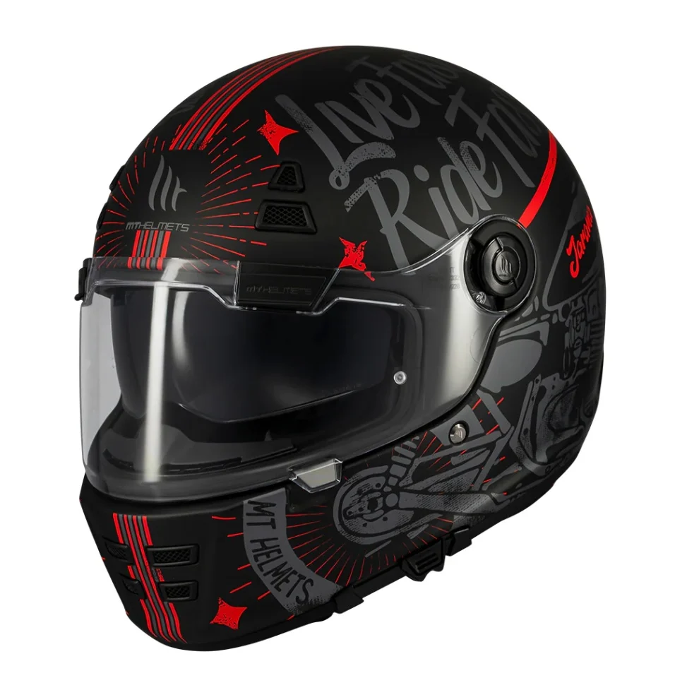 Casca integrala MT Jarama SV Art E5 negru/gri mat - model Retro - Cafe Racer (ochelari soare integrati) - tip viziera: MT-V-32 [5]
